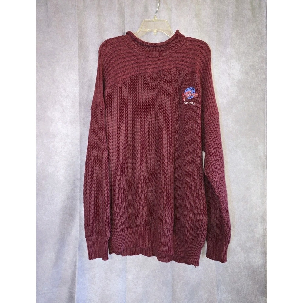 VTG Planet Hollywood New York  Red Pullover Sweater Mens XL Ribbed Usa Made 90s